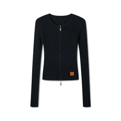 Batwing Knit Zip-Up Cardigan