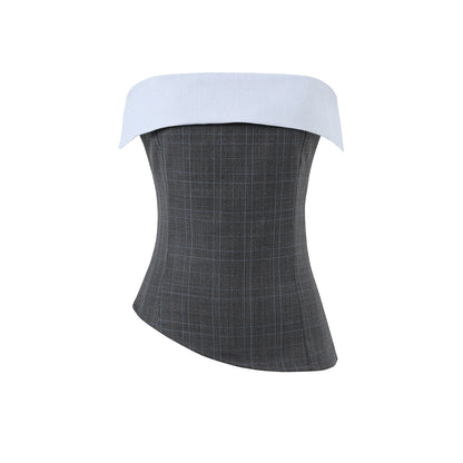Contrast-Bandeau Tailored Two-Piece Set