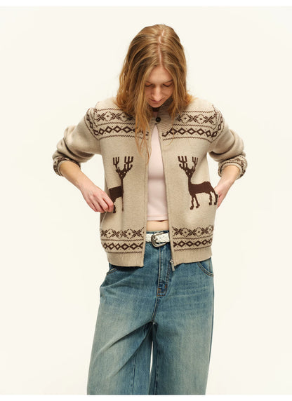 Vintage Fair Isle Wool Knit Cardigan