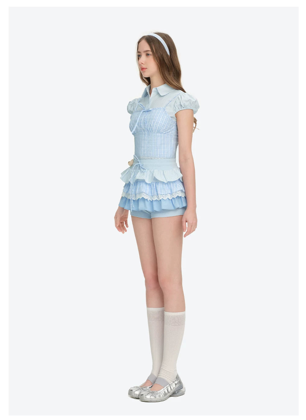 Patchwork Ruffle Tiered Skort