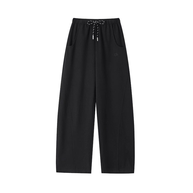 Black &amp; Gray Drawstring Banana Straight-Leg Pants