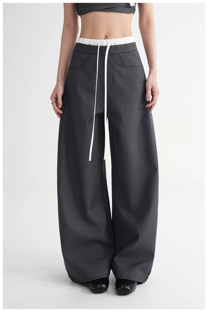 Panel Wide-Leg Floor-Length Trousers