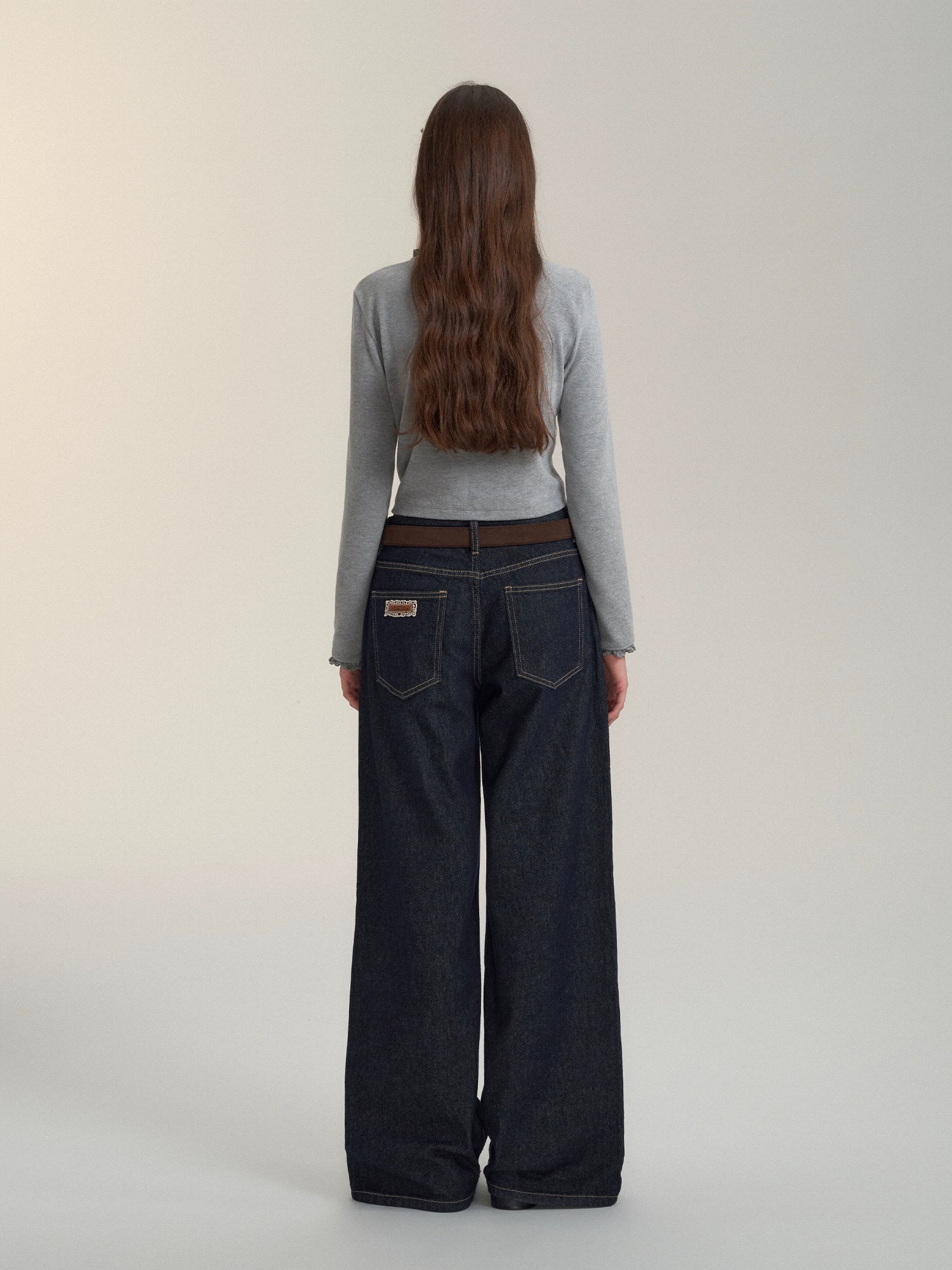 Raw Deep Blue Pleated Jeans