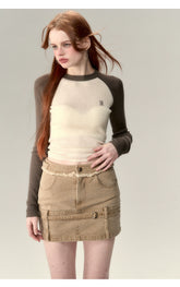 Apricot & Coffee Wool Knit Sweater - CHINASQUAD