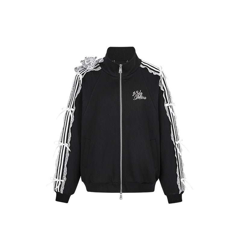 Lace Panel Relaxed Sweatpants Set