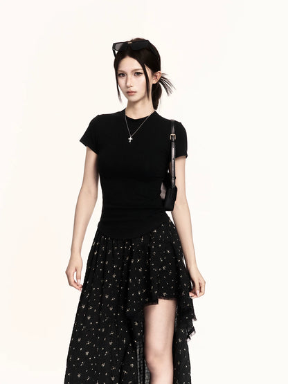 Backless Lace-Up Slim Fit Cropped T-Shirt