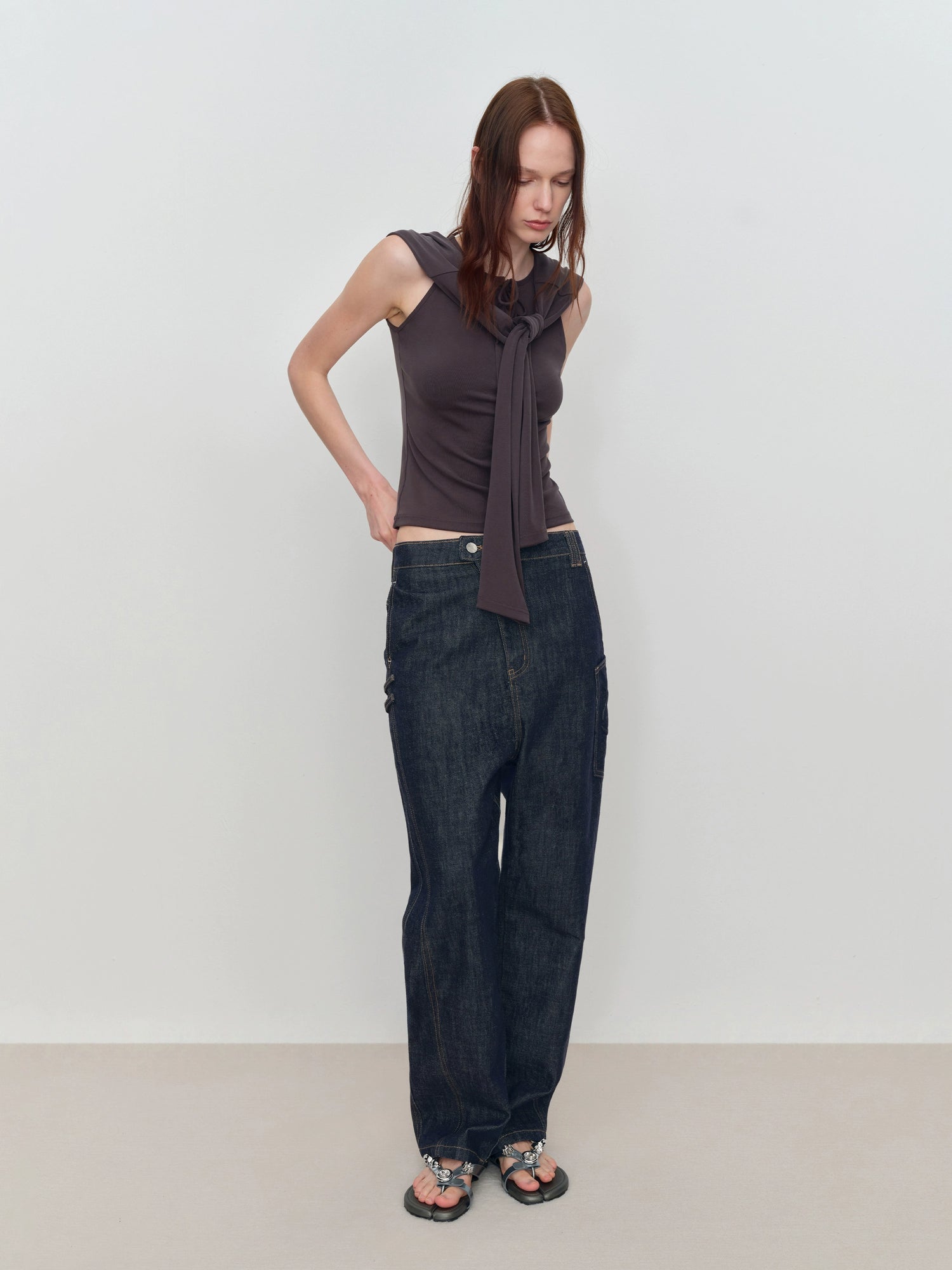Micro Raw Denim Low-Rise Jeans