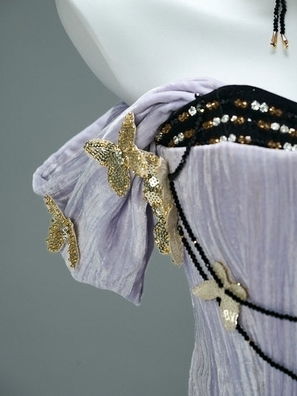 Opulent Lavender Smoke Couture Gown