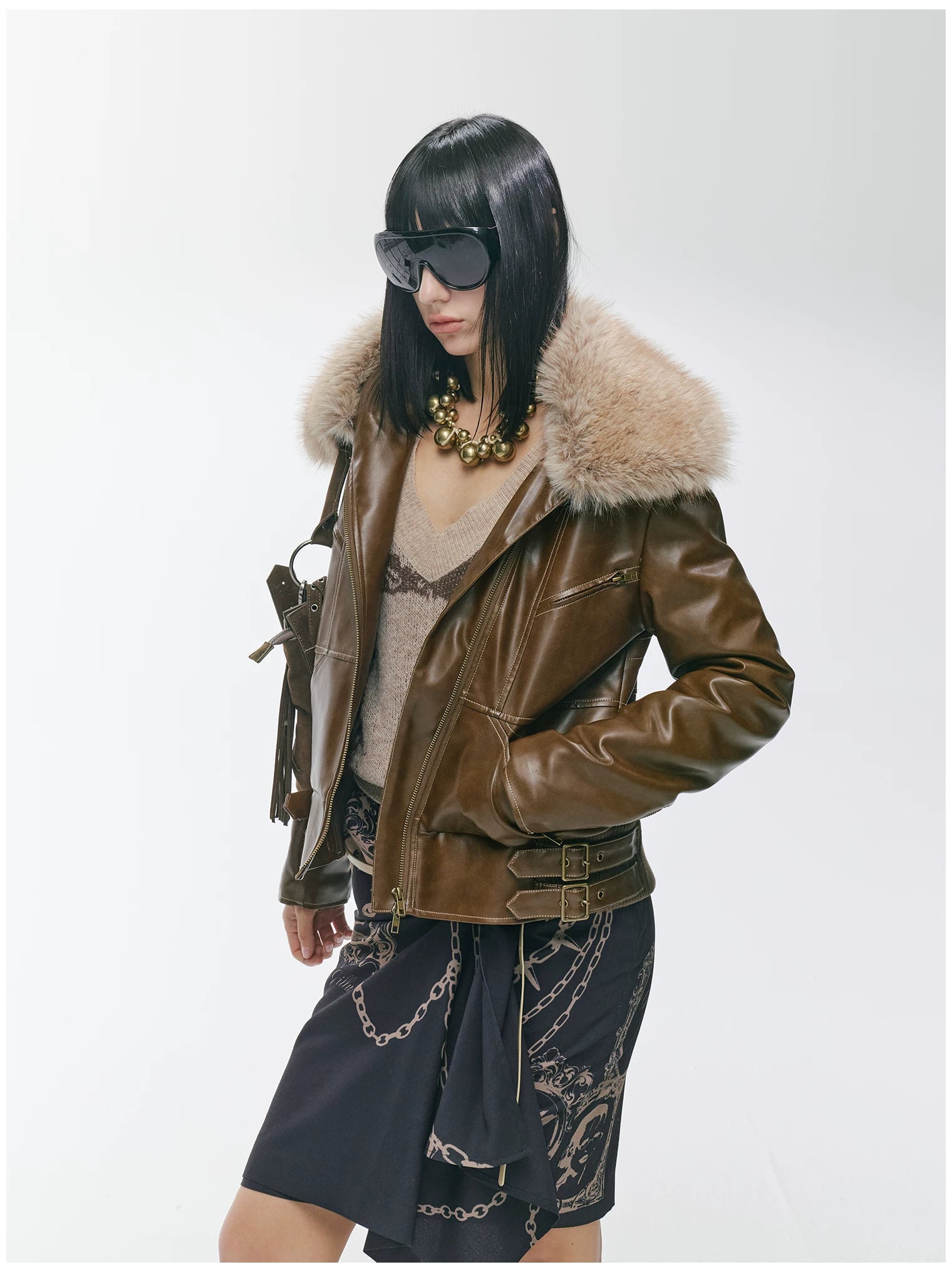 Heavy Punk Windproof Quilted Leather Jacket