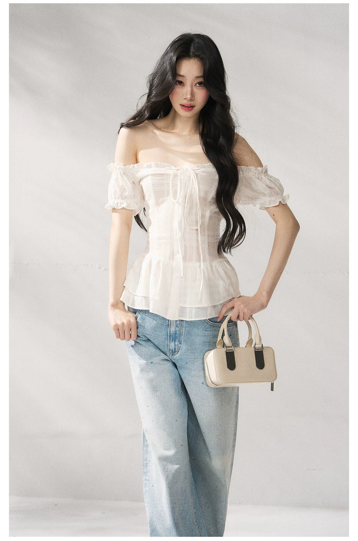 Cotton-Linen Fitted Short Sleeve Top