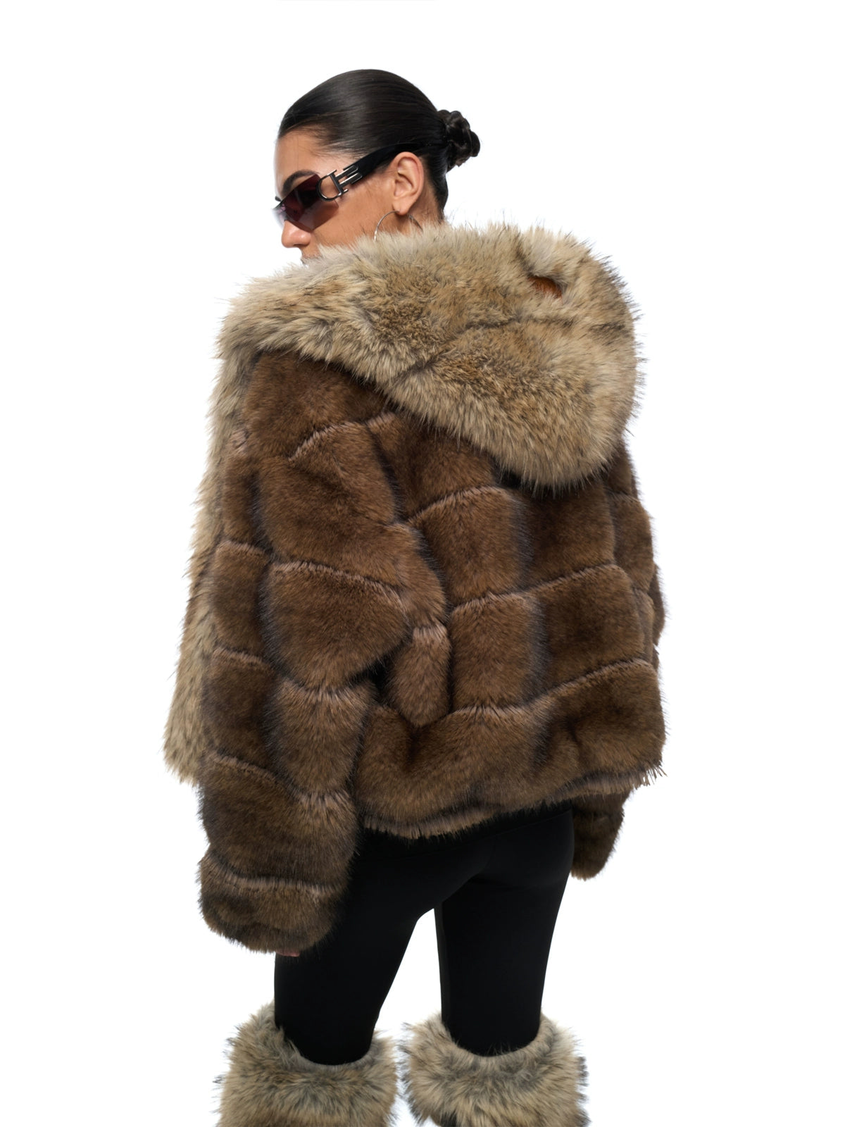 Faux Fur Hooded Oversized Jacket
