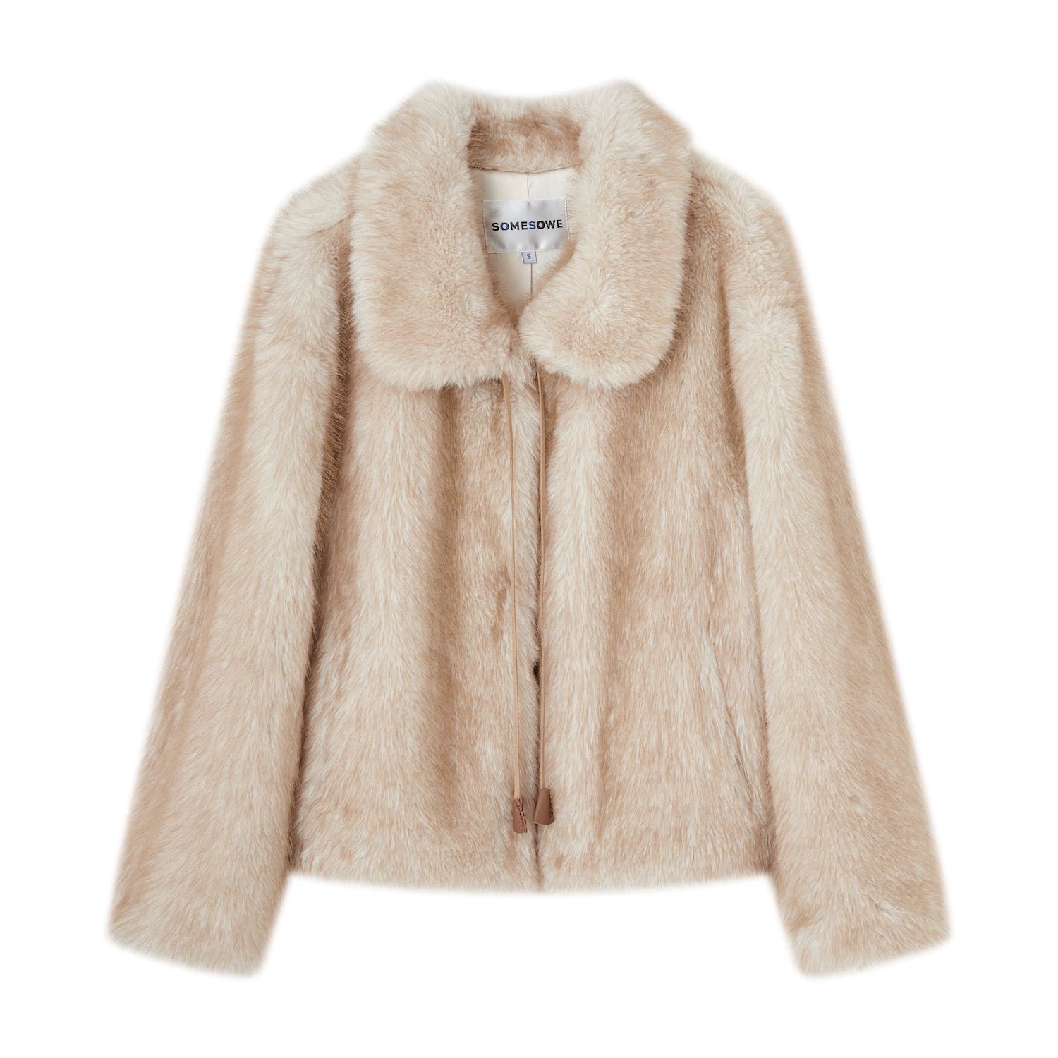 Tie-Waist Fuzzy Lapel Jacket