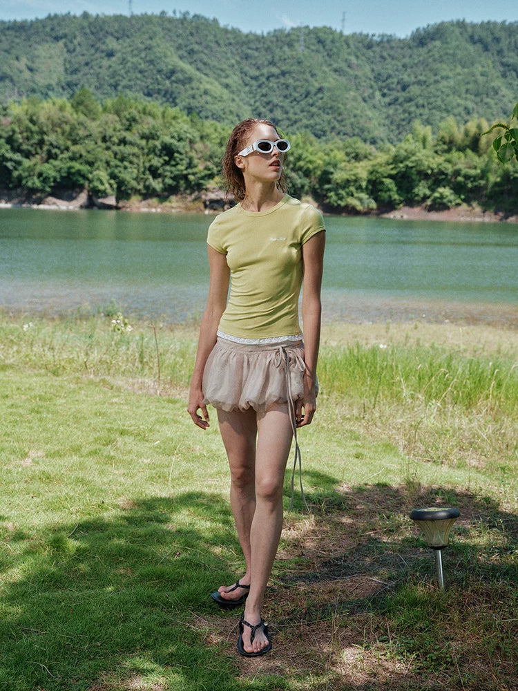 Detachable Floral Cutout Double-Layer Skirt