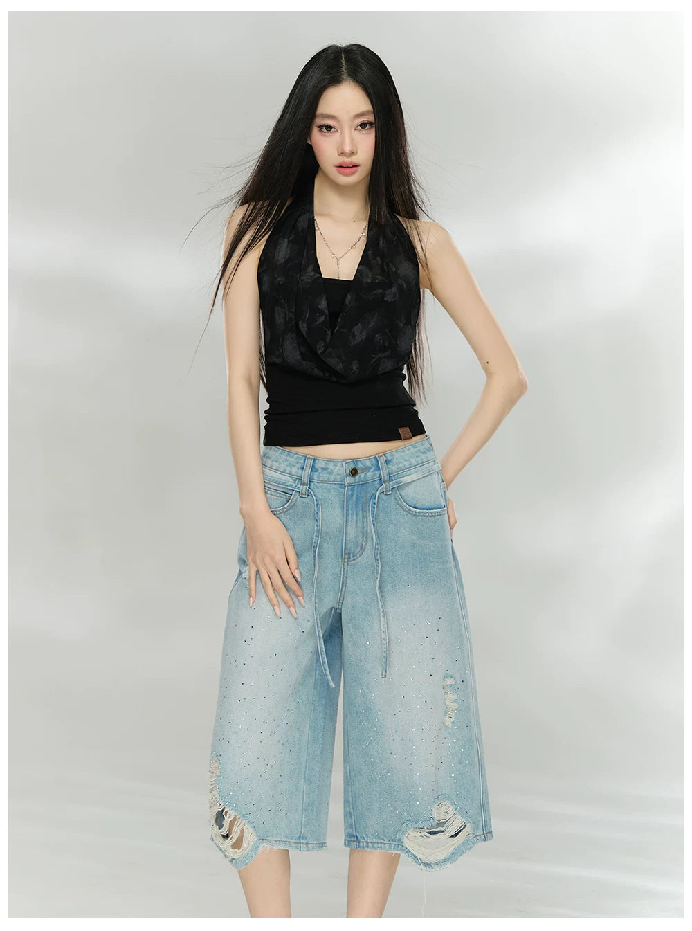 Draped Cowl Neck Halter Slim Tank Top