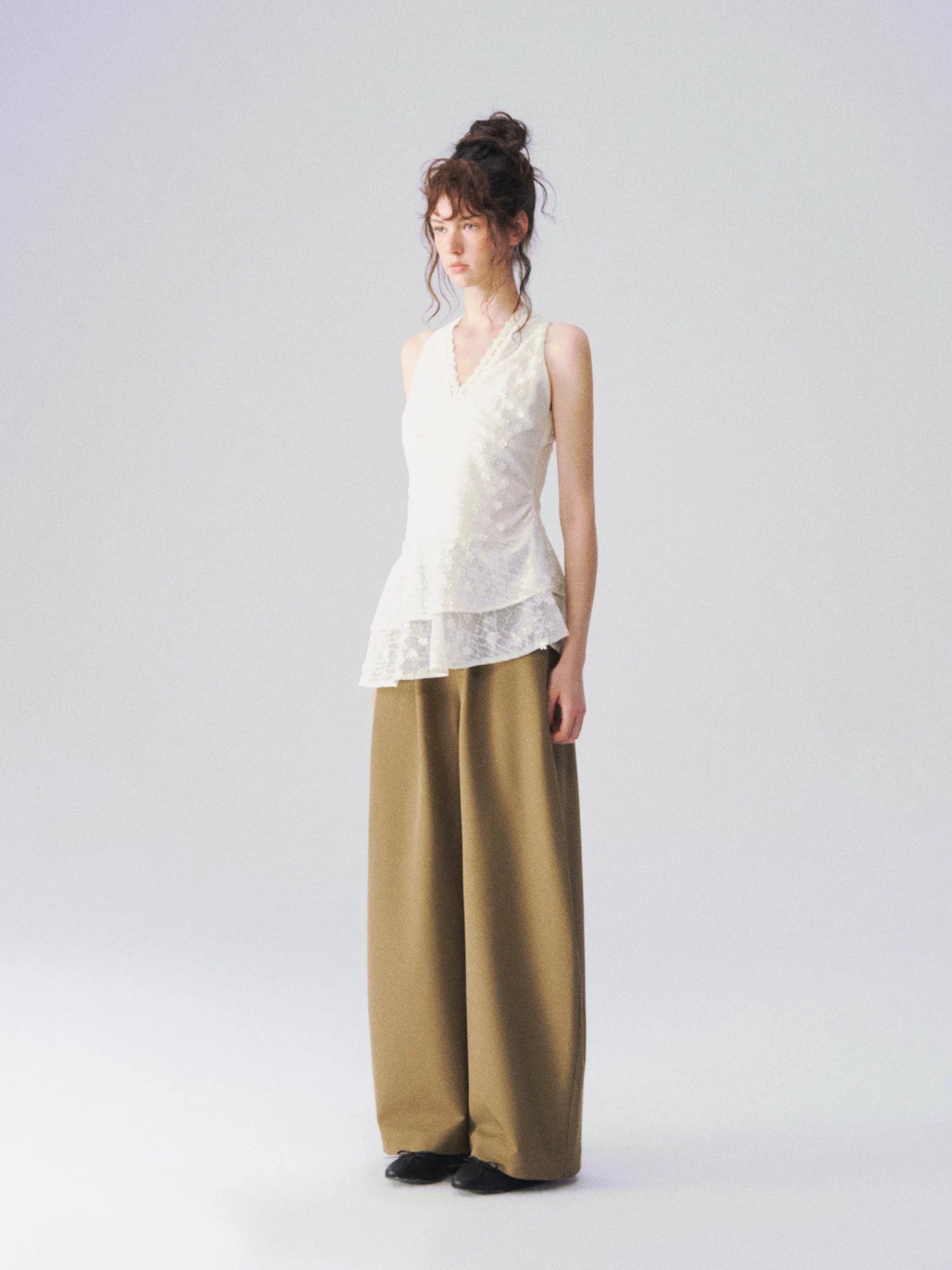 Jacquard Lace Halterneck V-Neck Tank Top