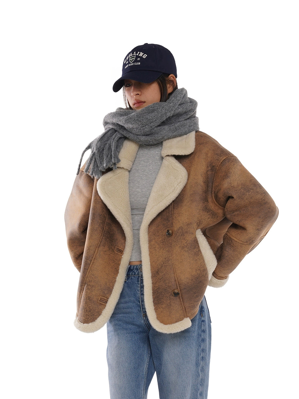 Shearling Oversized Collar Jacket