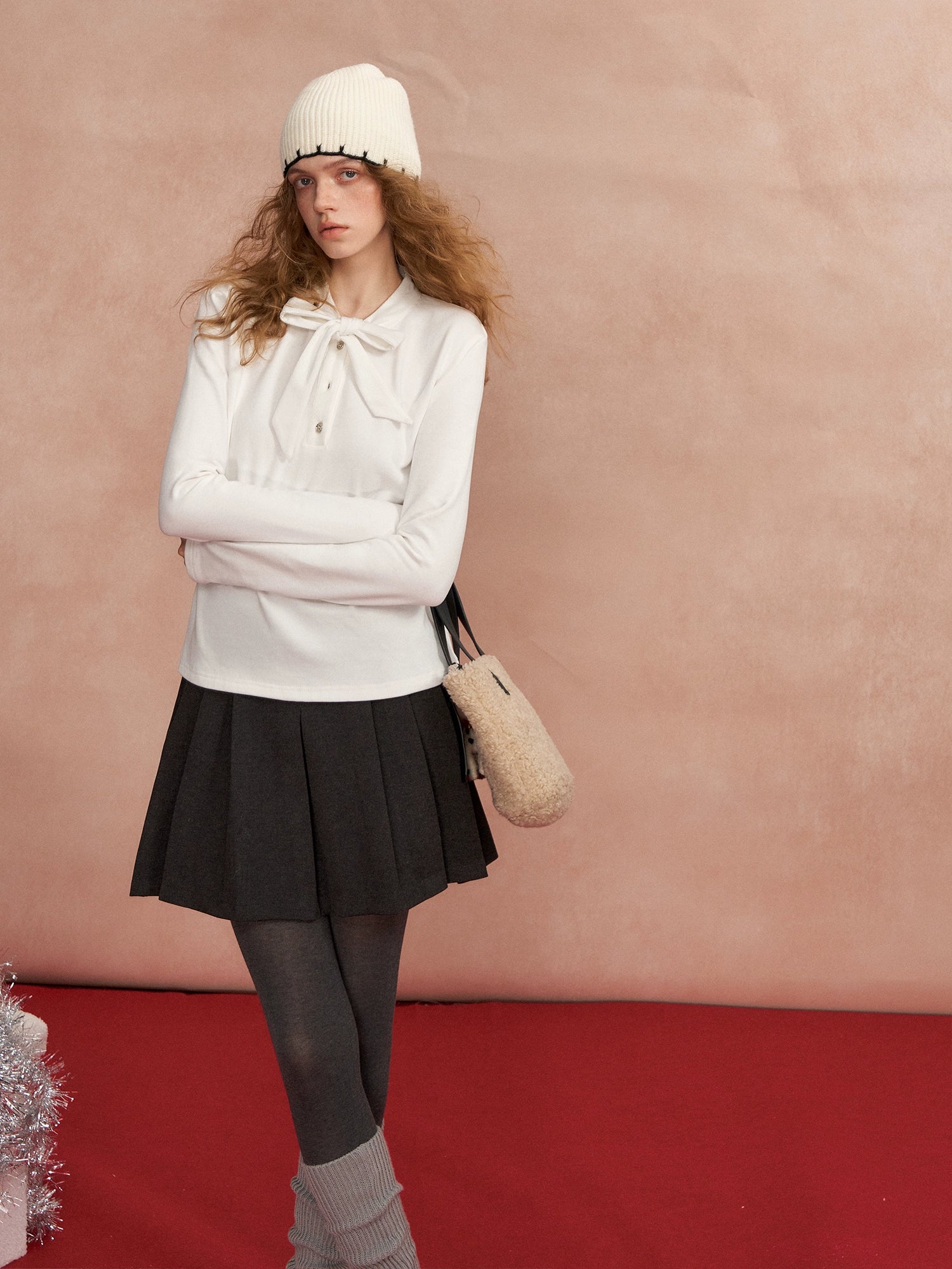 Wool Blend Pleated Skirt