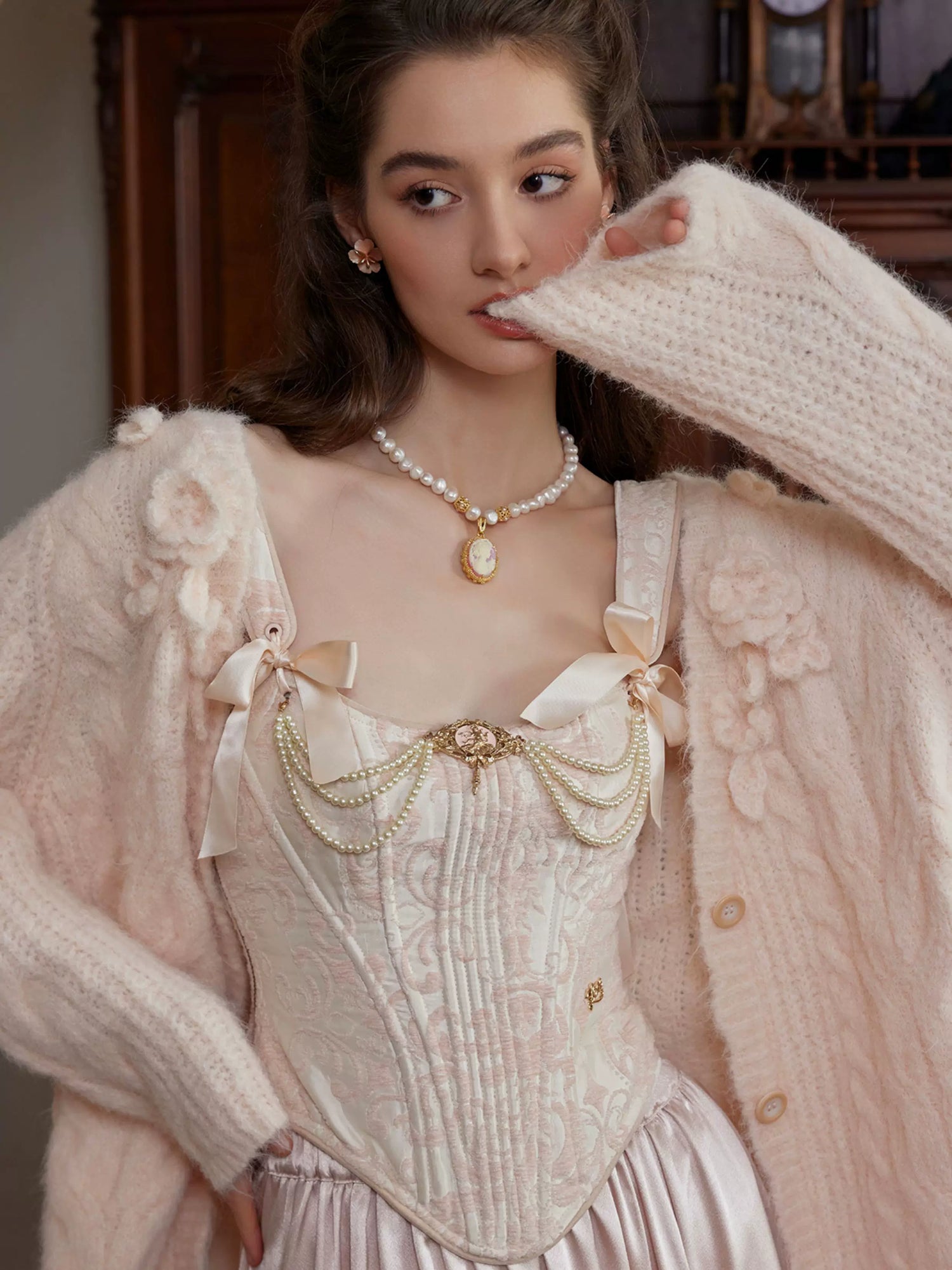 Hand-Crocheted Wool Knit Cardigan