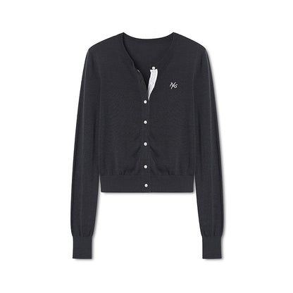 Rosemary Wool Spliced Knit Cardigan - CHINASQUAD