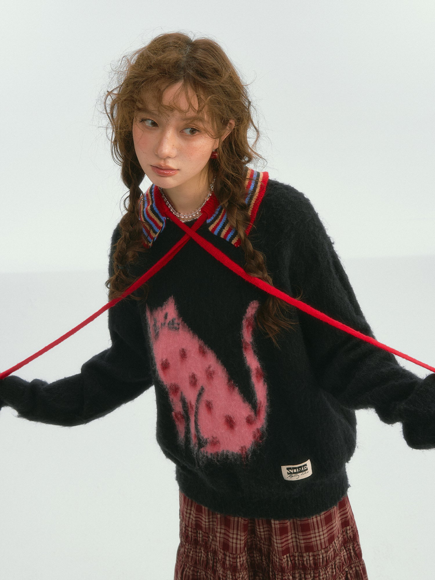 Lucky Cat Long Fur Sweater