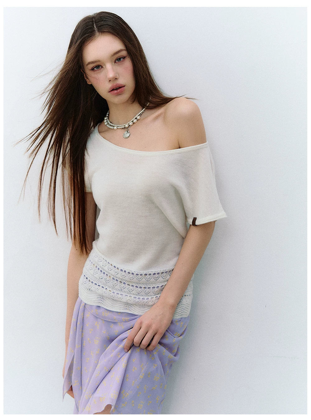 Asymmetric One-Shoulder Linen Knit Top