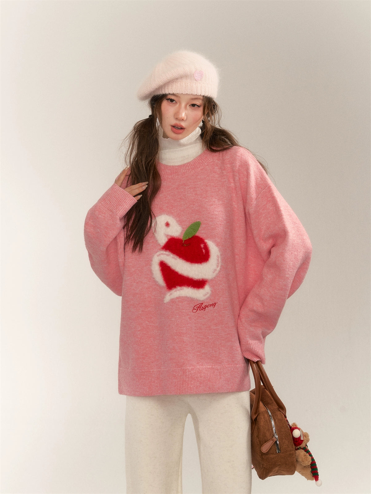 Apple Jacquard Pullover Sweater