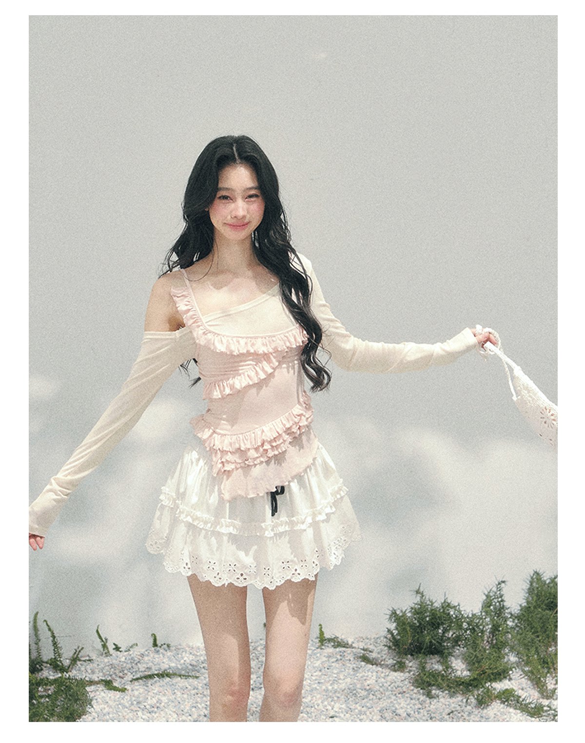 Asymmetric Ruffle Off-Shoulder Top