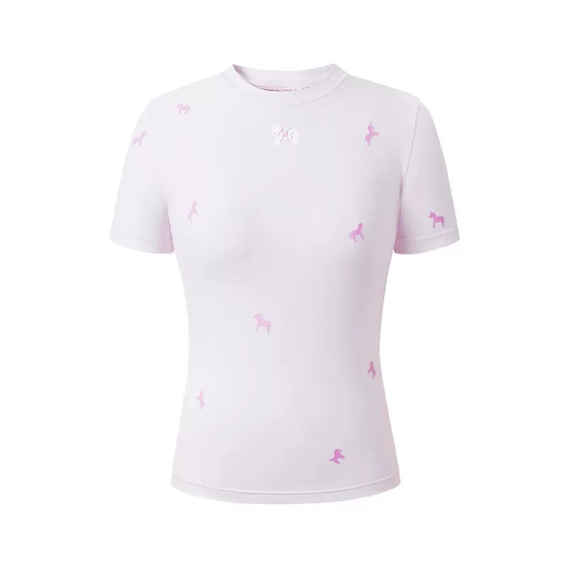Flocked Horse Print Fitted Tee