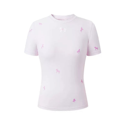Flocked Horse Print Fitted Tee