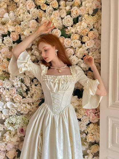 Vintage Court-Style Dress &amp; Waist Belt Set