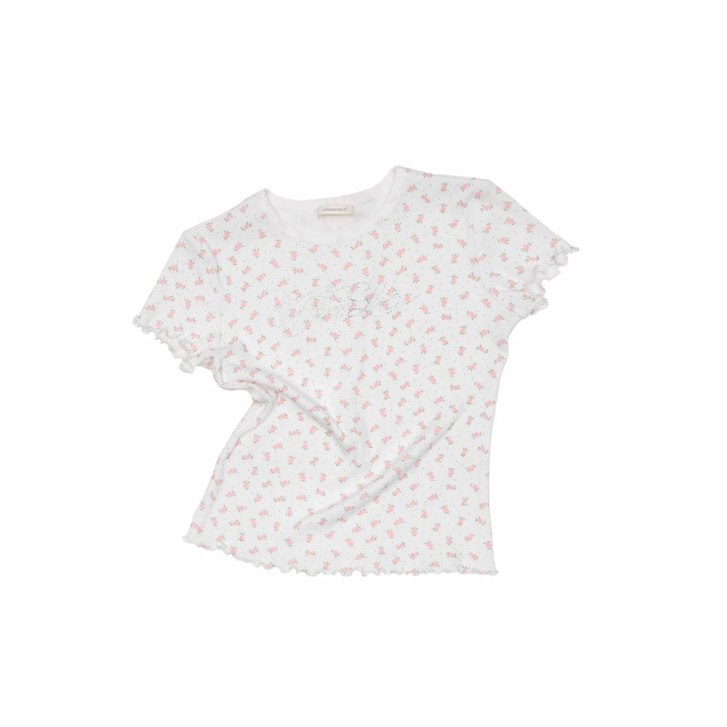 Rhinestone Logo Slim-Fit Baby Tee 1Jinn Studio