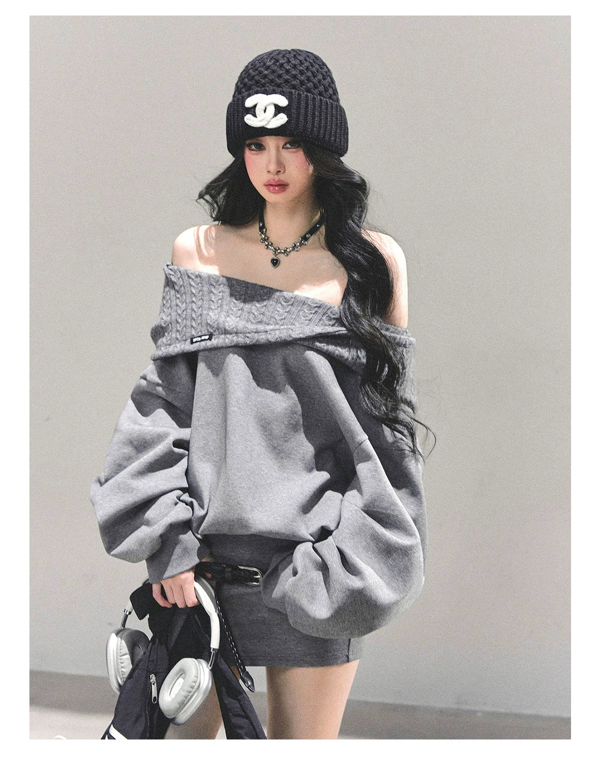 Two-Piece Oversized Hooded Sweatshirt