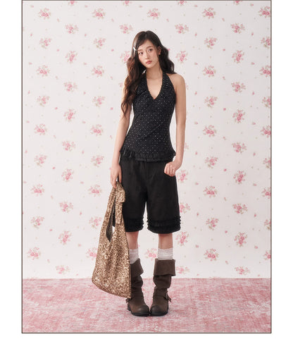 Vintage Lace Trim Lyocell Shorts