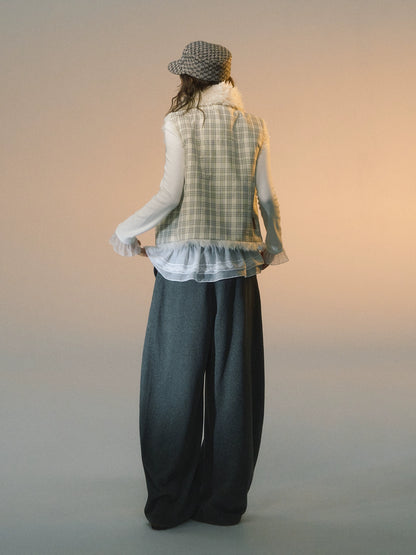 Plaid Patchwork Sherpa Reversible Vest