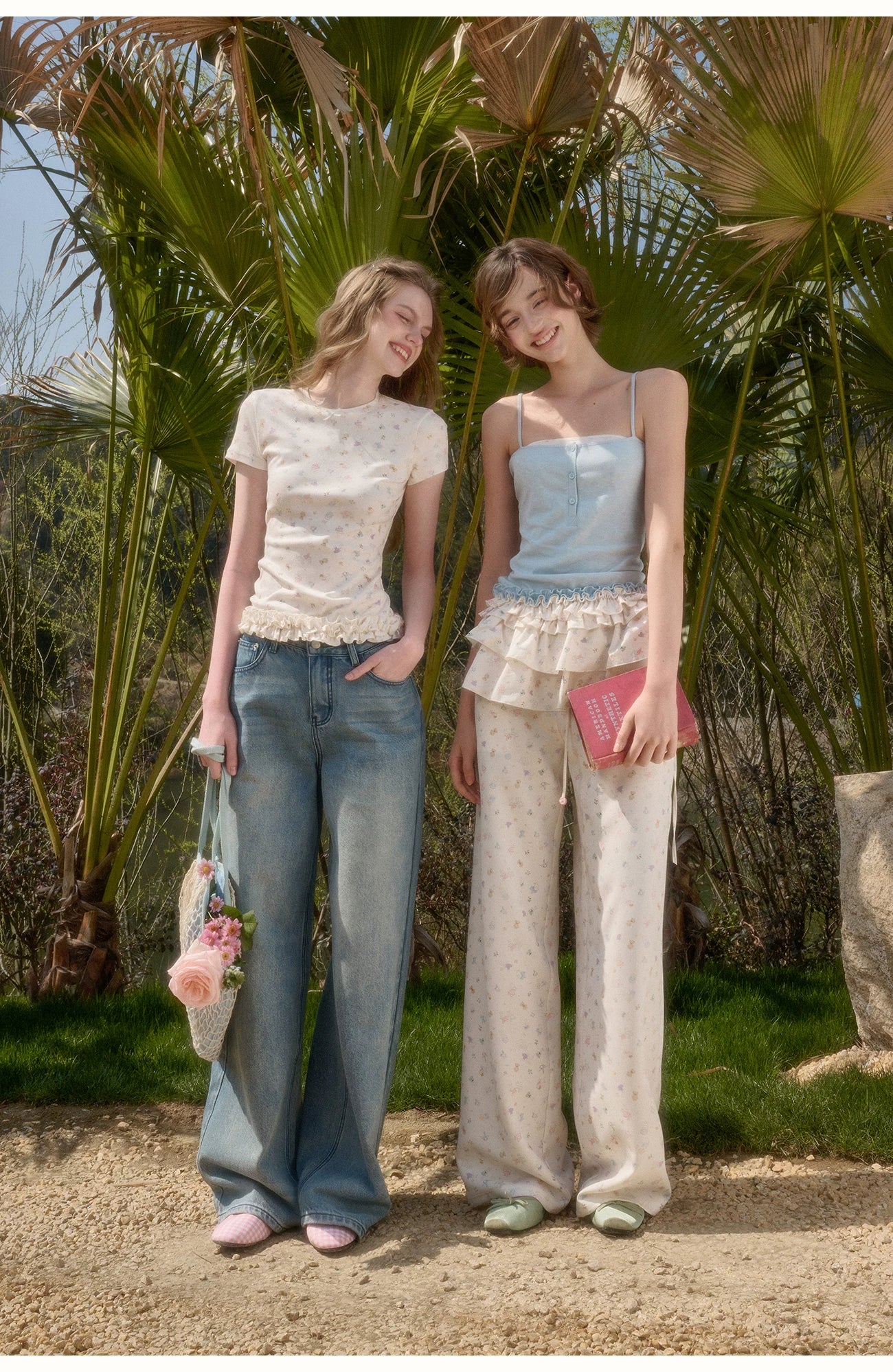 Little Bunny Printed Relaxed Wide-Leg Pants