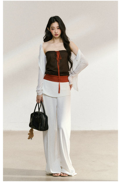 Folded Waist Relaxed Straight Pants