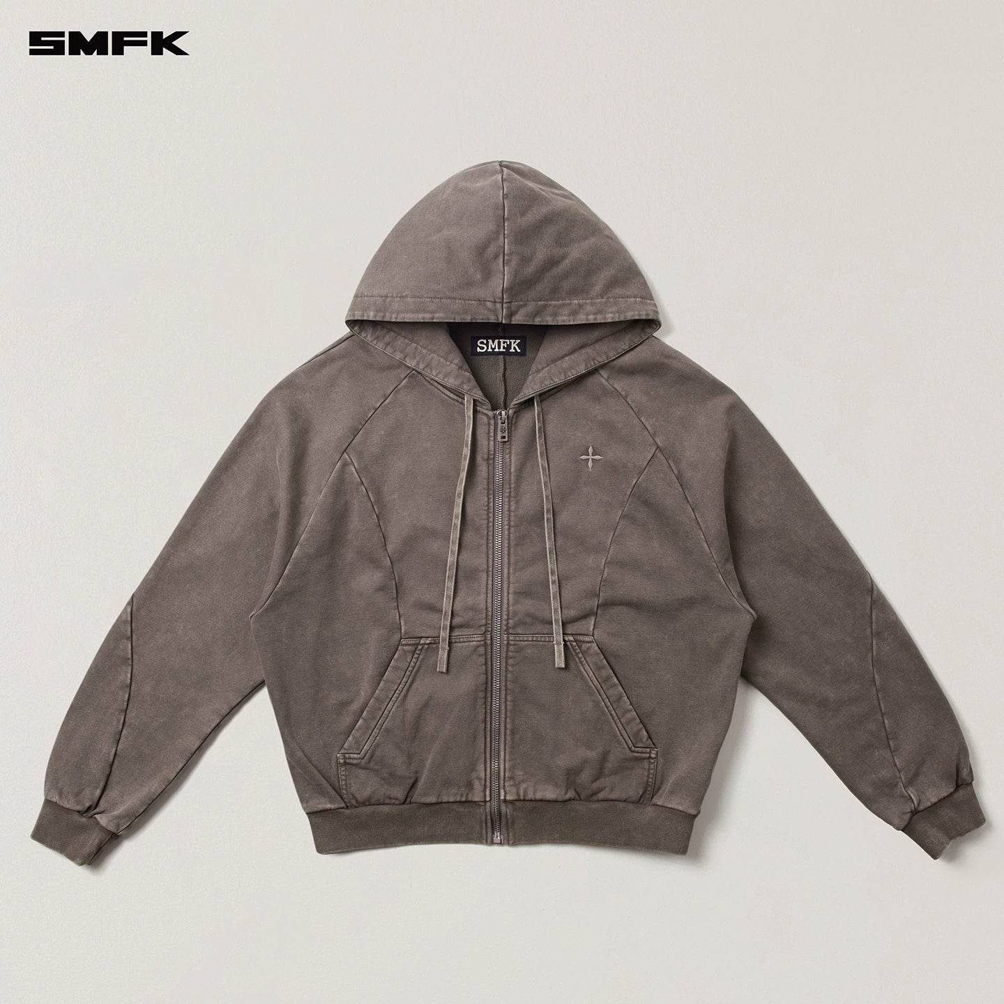 Washed Wide-Fit Zip-up Hoodie
