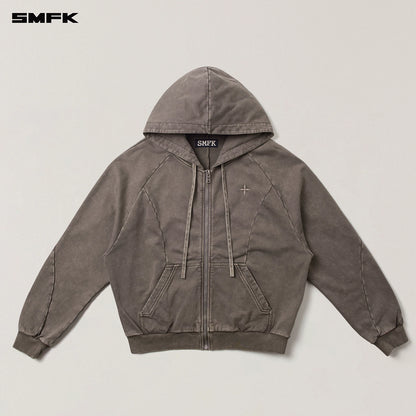 Washed Wide-Fit Zip-up Hoodie