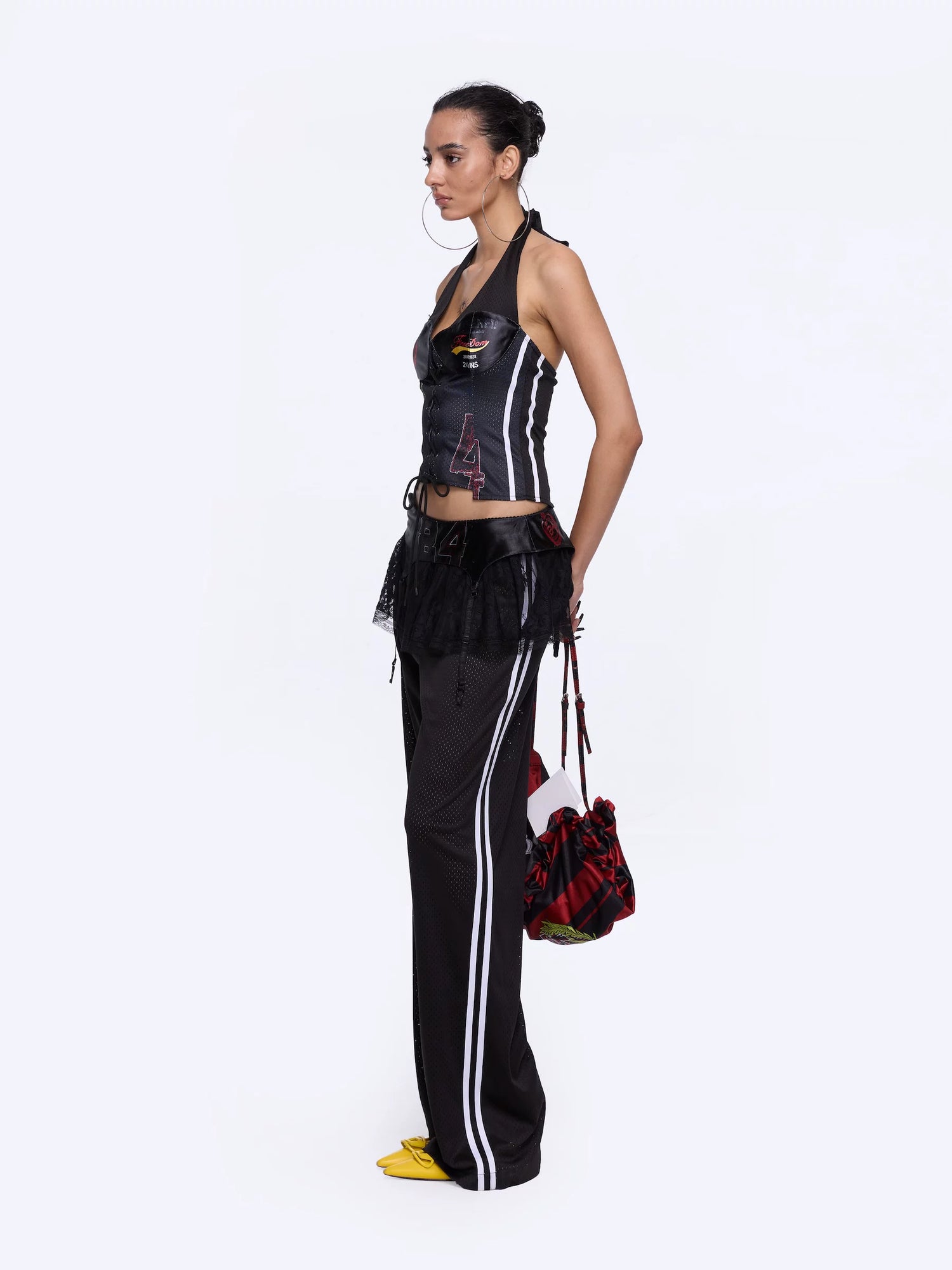 24ANS Asymmetric Printed Halterneck Jersey Cami