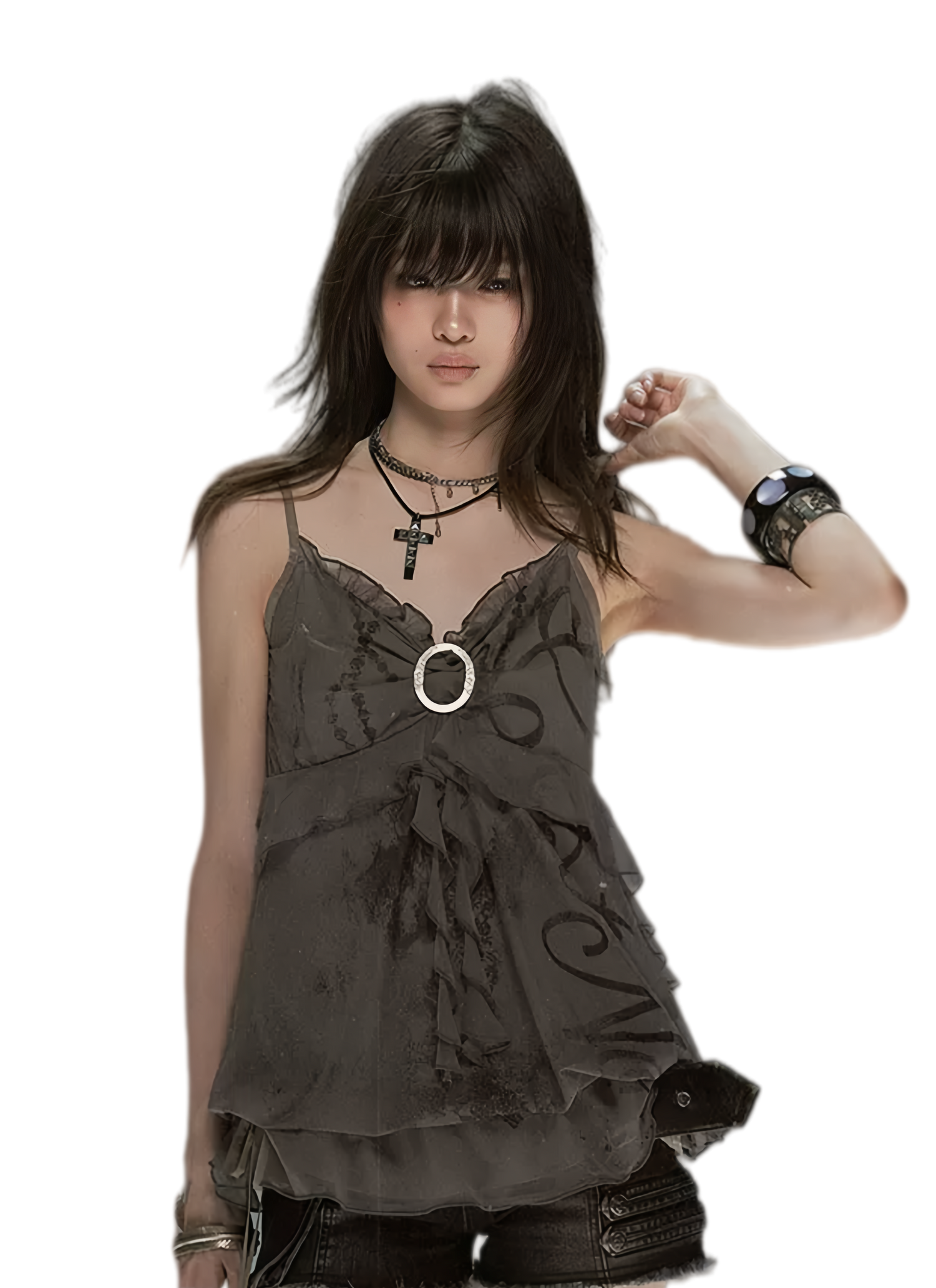 Cest Nous Graffiti Mesh Ruffle Camisole – Vest &amp; Tank Tops