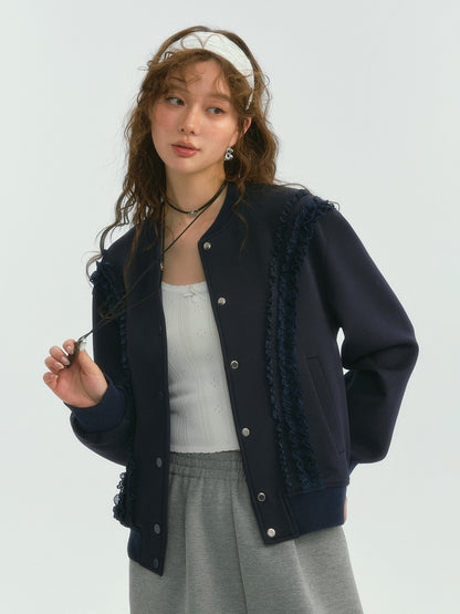 Lace Trim Baseball Jacket