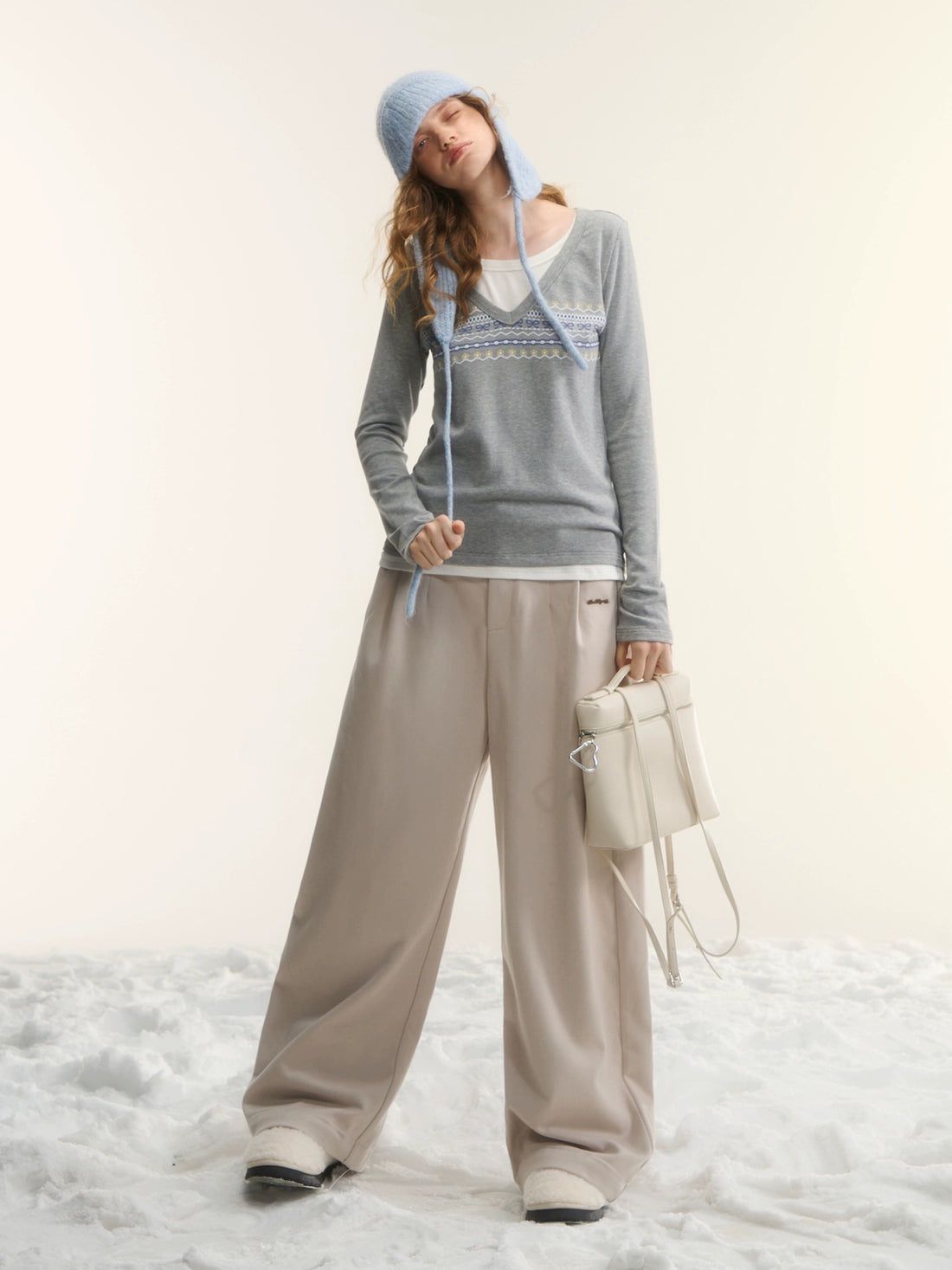 Contrast-Layered Long-Sleeve Tee