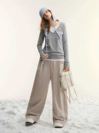 Contrast-Layered Long-Sleeve Tee