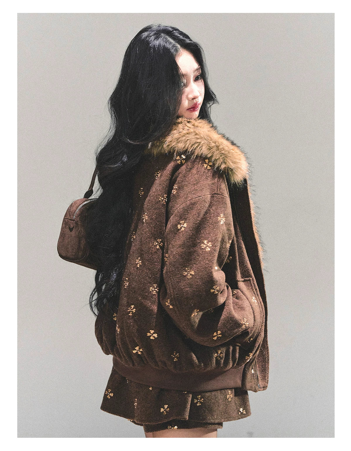 Snowfall Whisper Wool Jacket &amp; Mini Skirt Set