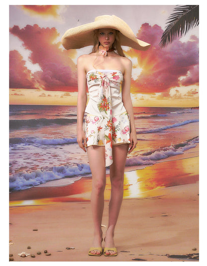 Printed Bandeau Top &amp; Mini Skirt Set