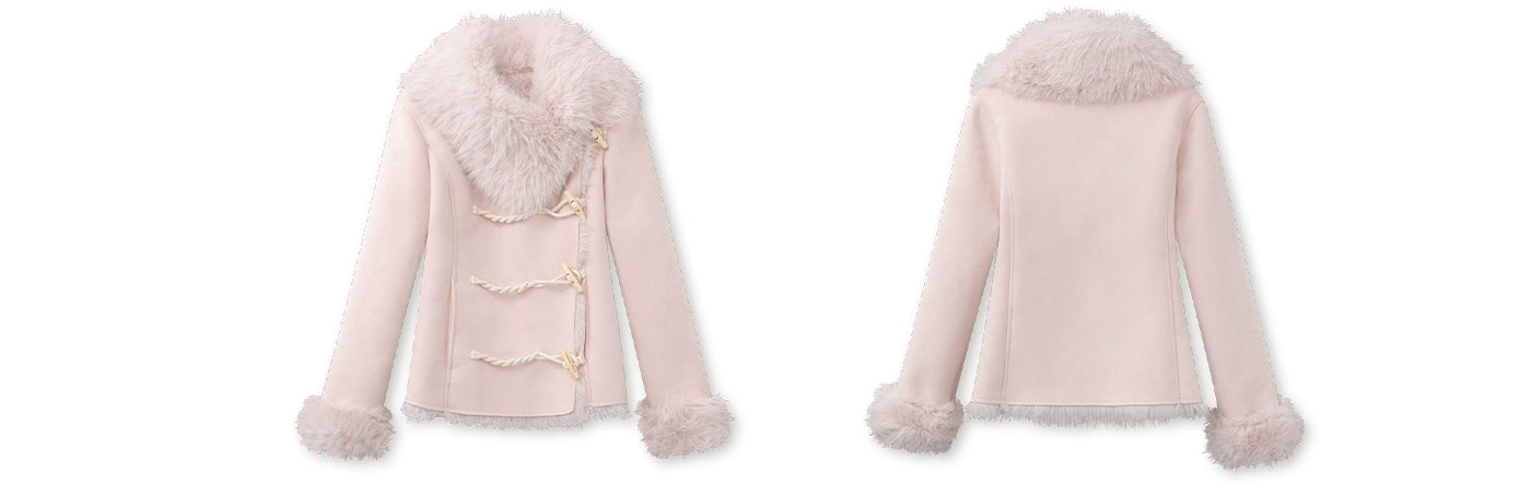 Vintage Suede Faux Fur Toggle Coat