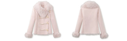 Vintage Suede Faux Fur Toggle Coat