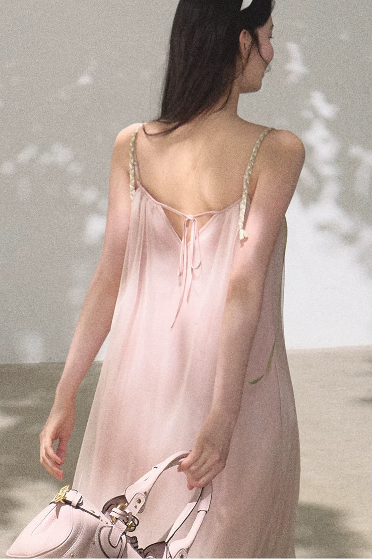 Pink Sand Layered Tulle Camisole Maxi Dress