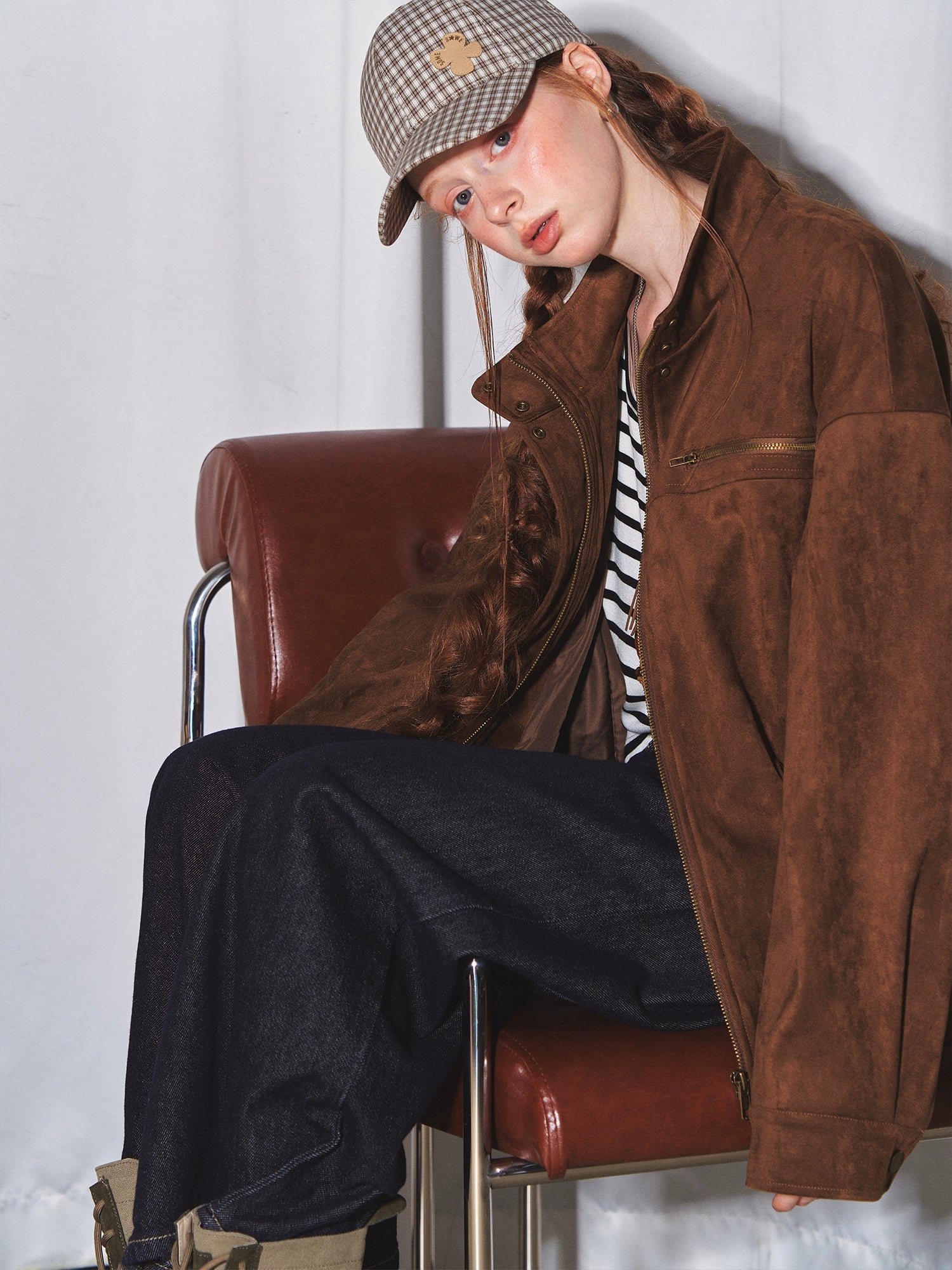 Faux Suede Varsity Jacket