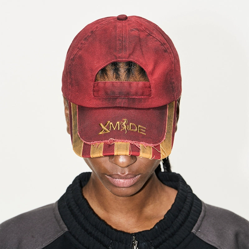 Distressed Washed Adjustable Patchwork Baseball Cap